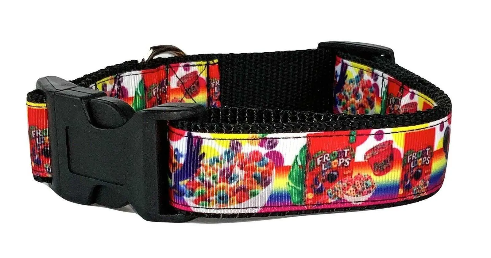 Fruit Loops dog collar handmade adjustable buckle collar 1" wide or leash cereal Petcollarshandmade