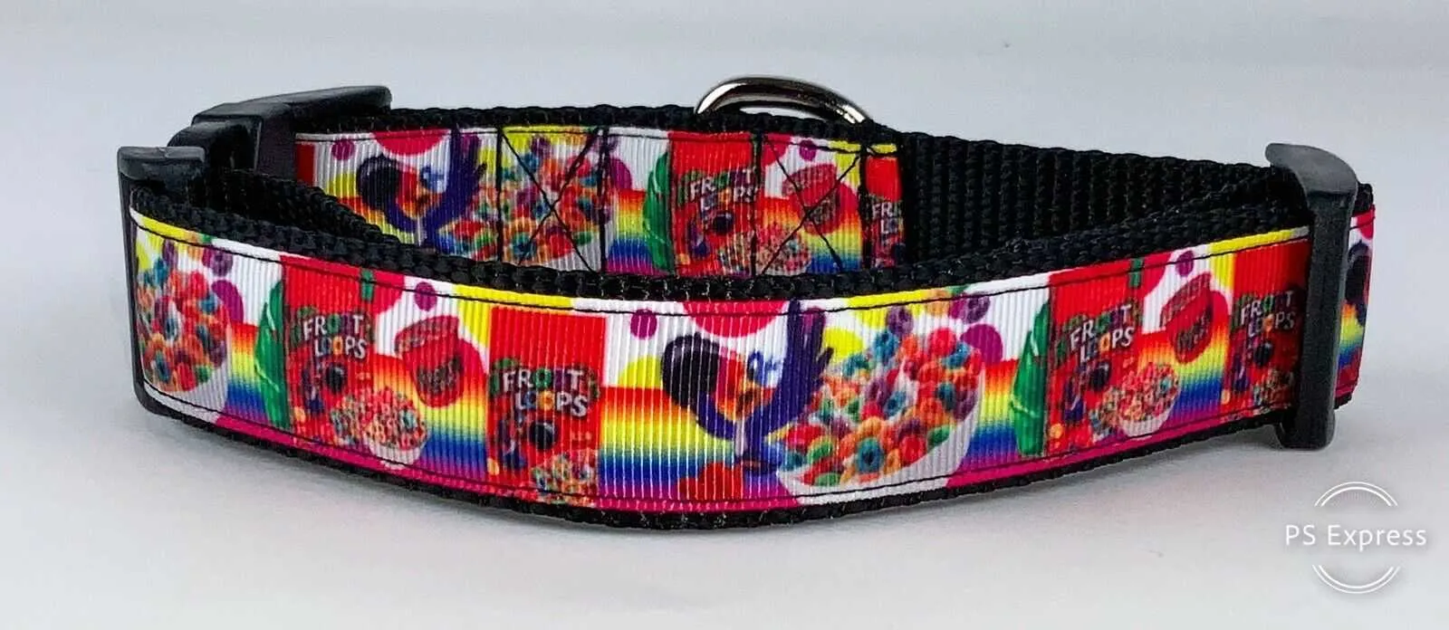 Fruit Loops dog collar handmade adjustable buckle collar 1" wide or leash cereal Petcollarshandmade