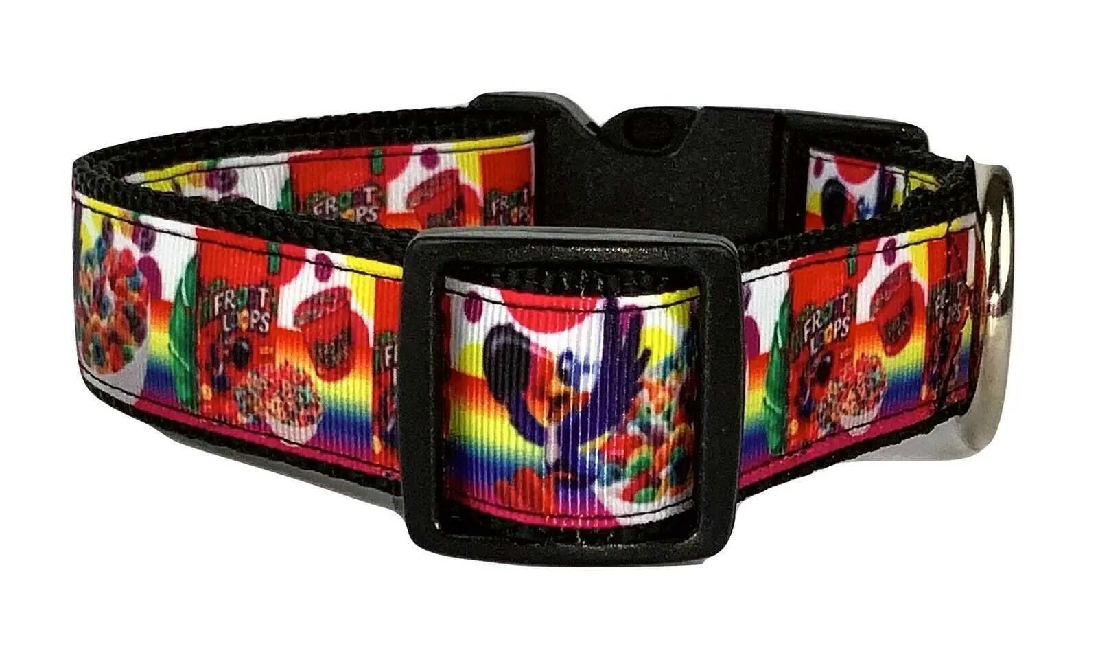 Fruit Loops dog collar handmade adjustable buckle collar 1" wide or leash cereal Petcollarshandmade