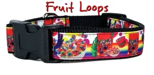 Fruit Loops dog collar handmade adjustable buckle collar 1" wide or leash cereal Petcollarshandmade