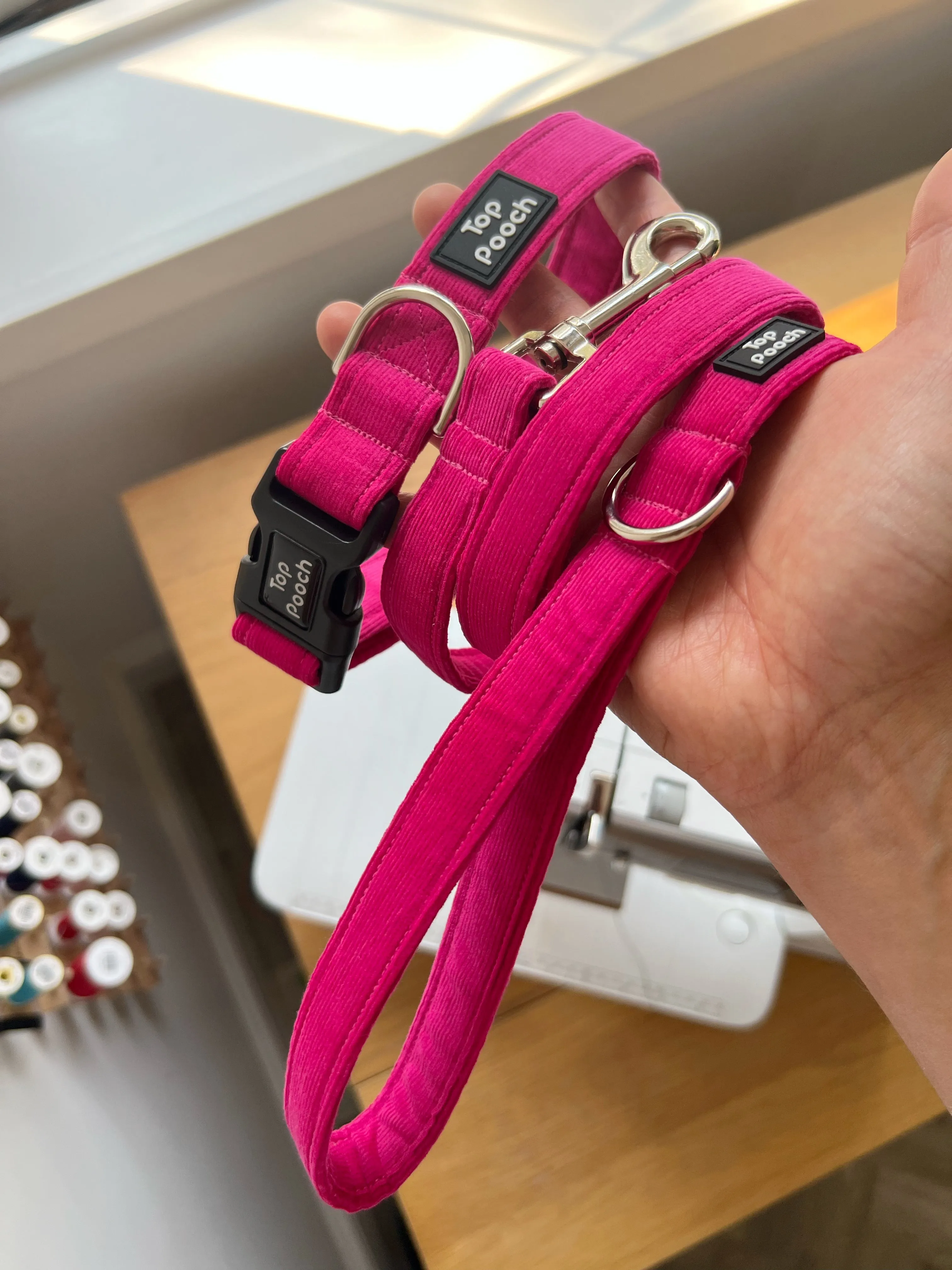 Fuchsia Corduroy Dog Collar