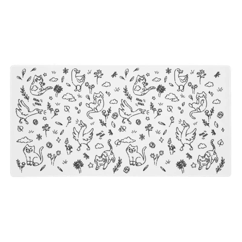 Goose & Kitties line art | Gaming mouse pad | TTI Stream