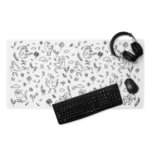 Goose & Kitties line art | Gaming mouse pad | TTI Stream