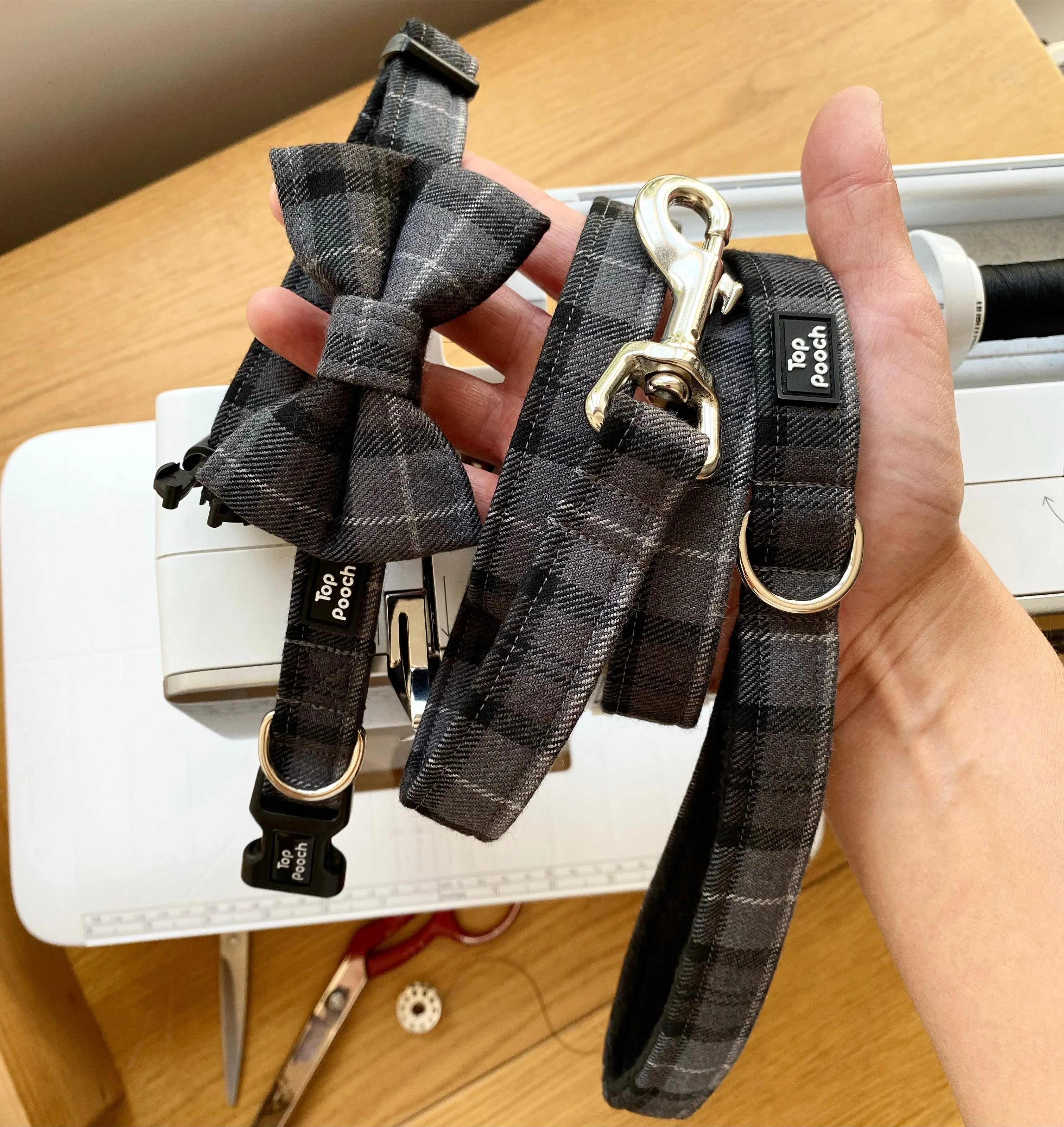 Grey Tartan Dog Collar