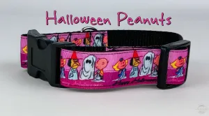 Halloween Peanuts dog collar, handmade adjustable buckle collar 1"wide or leash Petcollarshandmade
