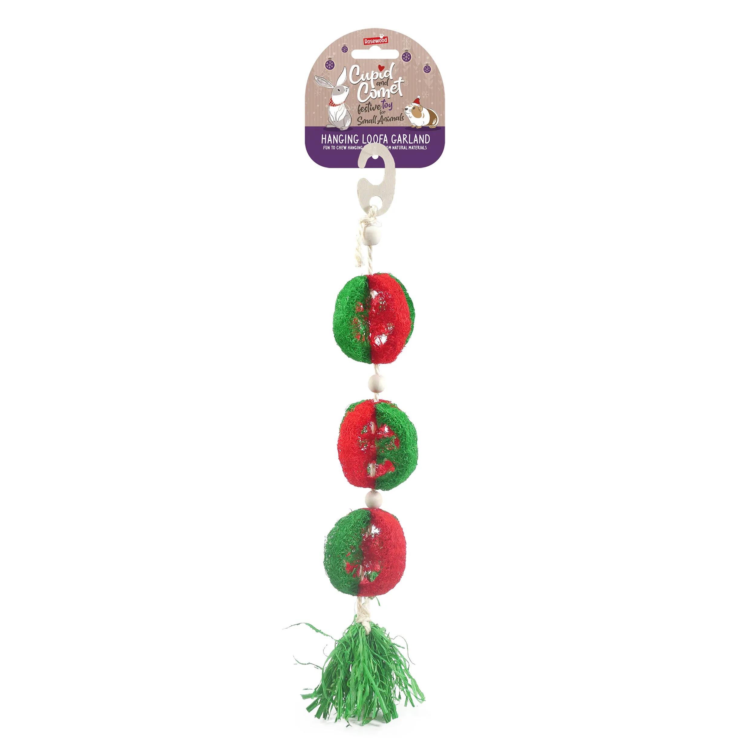 Hanging Loofa Garland | Small Animal Christmas Treat & Toy by Cupid & Comet