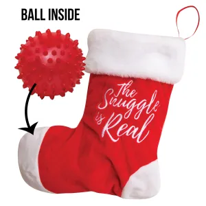 Hide & Squeak Christmas Stocking with Rubber Spikey Ball Dog Toy