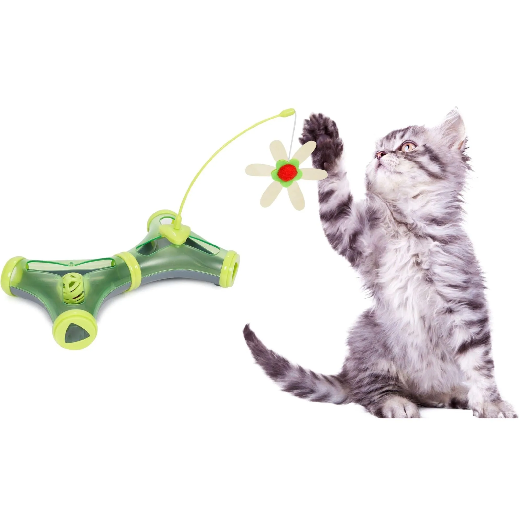Interactive cat toy with feather tease Playtime