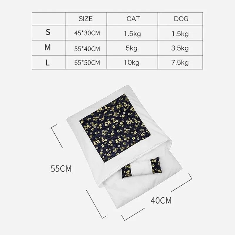 Japanese Style Winter Warm Cat Dog Nest Removable Sleeping Bag
