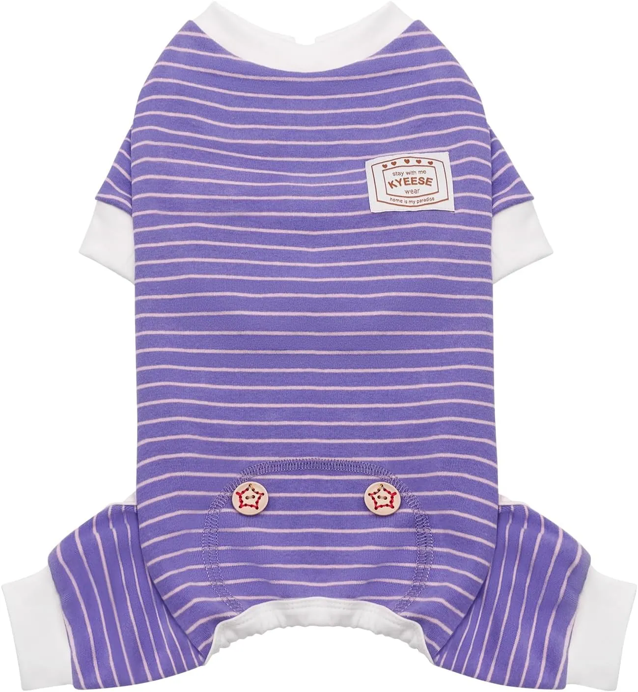 KYEESE Dog Pajamas Lightweight Doggie Onesie Striped Pet Pjs Stretchable Pet Outfit Soft Dogs Clothes Comfort Dog Pajamas for Small Dogs, Purple, S