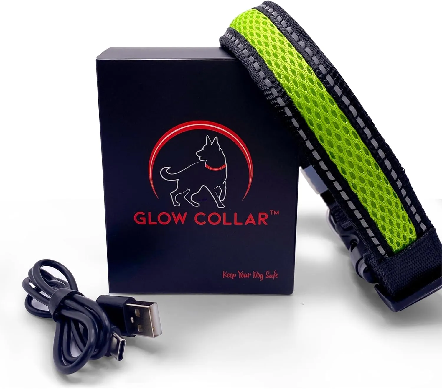 LED Dog Collar - Rechargeable USB Light Up Dog Collar - Waterproof, Multi-Mode Flashing Dog Collar (X-Small, Red)