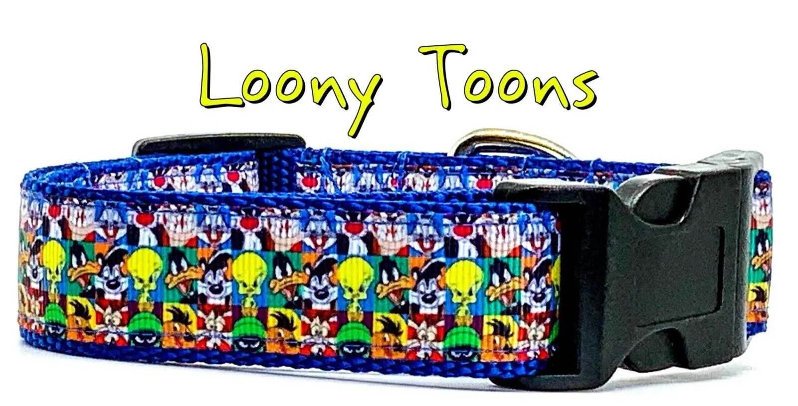 Loony Toons dog collar handmade adjustable buckle collar 1" wide or leash Petcollarshandmade