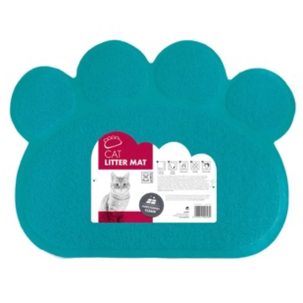 M-Pets Paw Cat Litter Mat (Turquoise Blue)