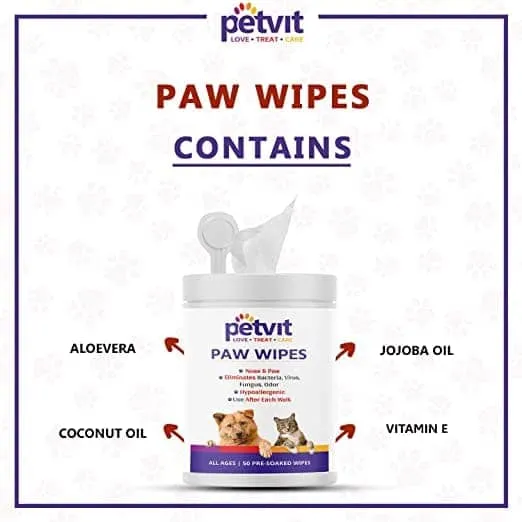 Petvit Paw & Nose Wipes for Dogs and Cats