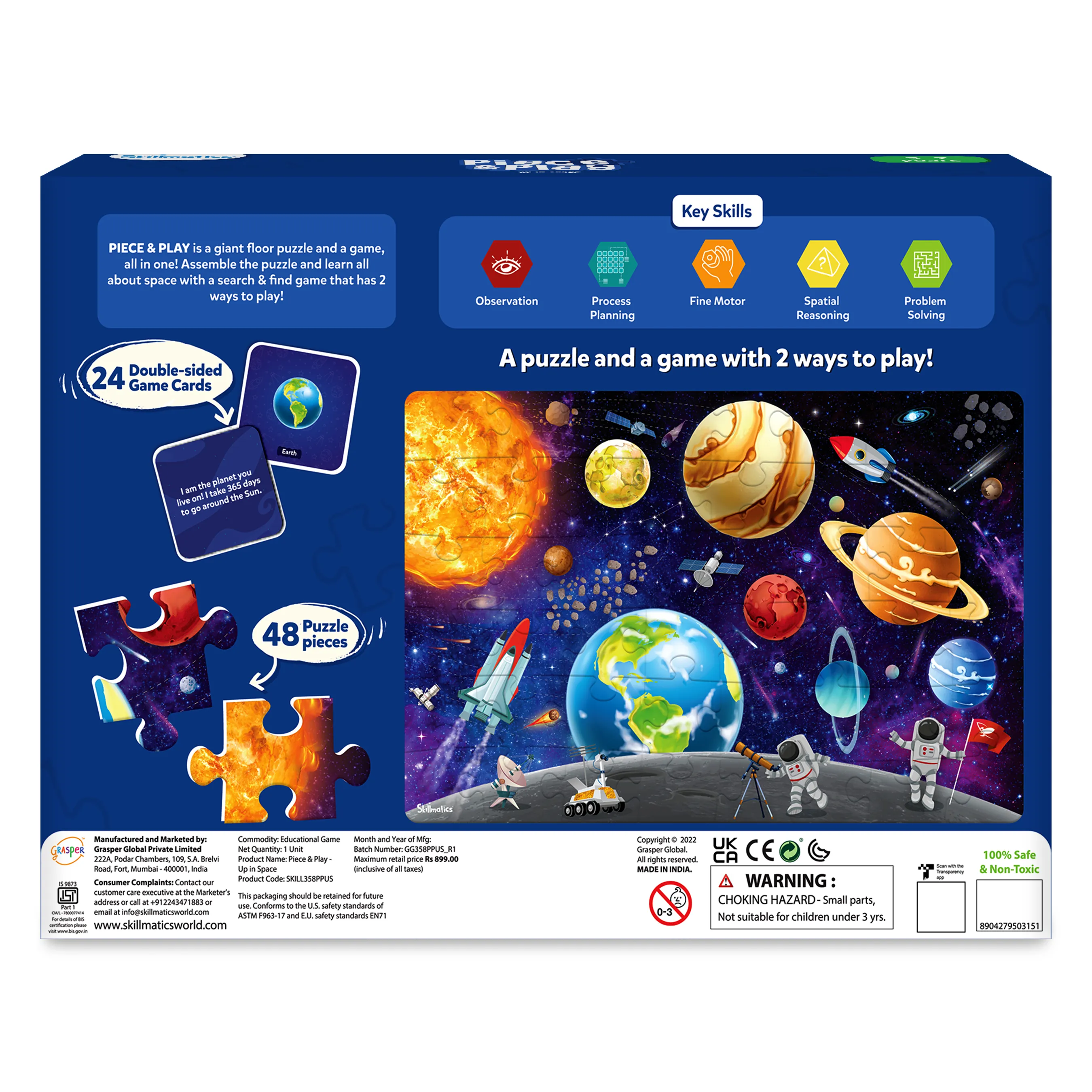 Piece & Play Up in Space | Fun & Educational 48 Piece Jigsaw Puzzle