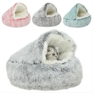 Plush Round Pet Bed House – Ultimate Comfort for Cats & Puppies
