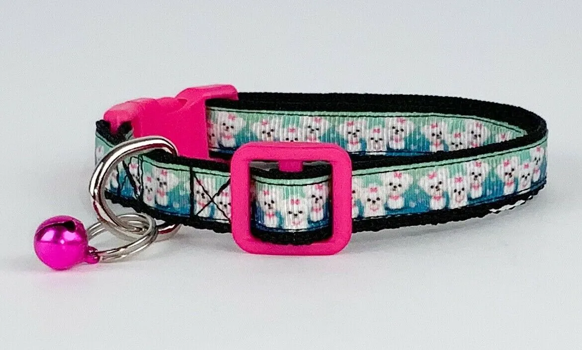Puppies cat & small dog collar 1/2" wide adjustable handmade bell or leashes Petcollarshandmade