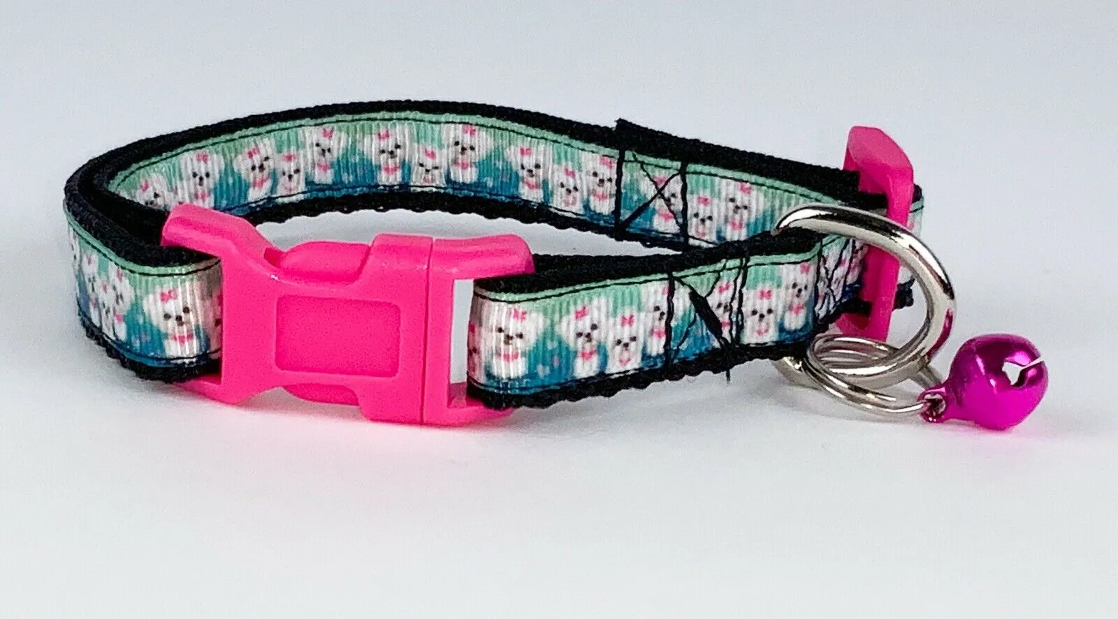 Puppies cat & small dog collar 1/2" wide adjustable handmade bell or leashes Petcollarshandmade