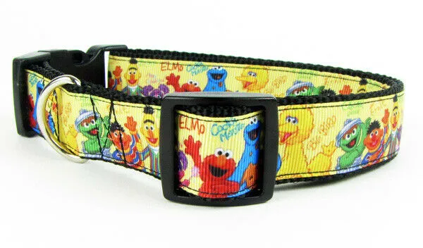 Sesame Street dog collar handmade adjustable buckle collar 1" wide or leash Petcollarshandmade