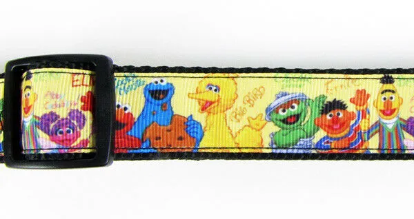 Sesame Street dog collar handmade adjustable buckle collar 1" wide or leash Petcollarshandmade