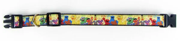 Sesame Street dog collar handmade adjustable buckle collar 1" wide or leash Petcollarshandmade