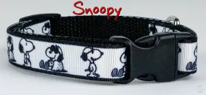 Snoopy dog collar handmade adjustable buckle collar 5/8" wide or leash Petcollarshandmade