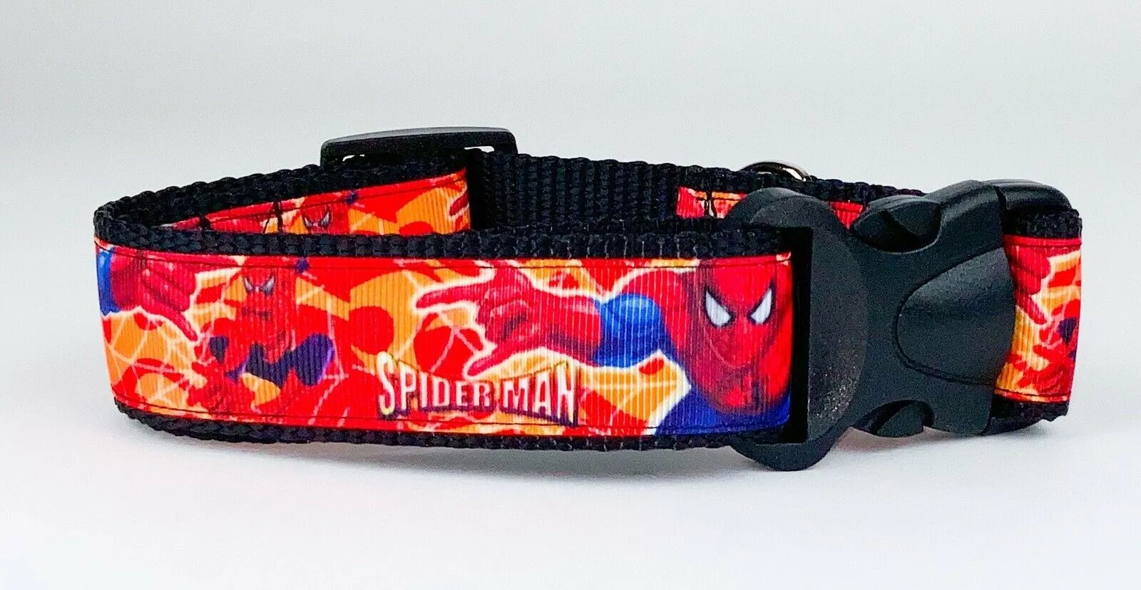 Spider-Man dog collar handmade adjustable buckle collar 1" wide or leash Petcollarshandmade