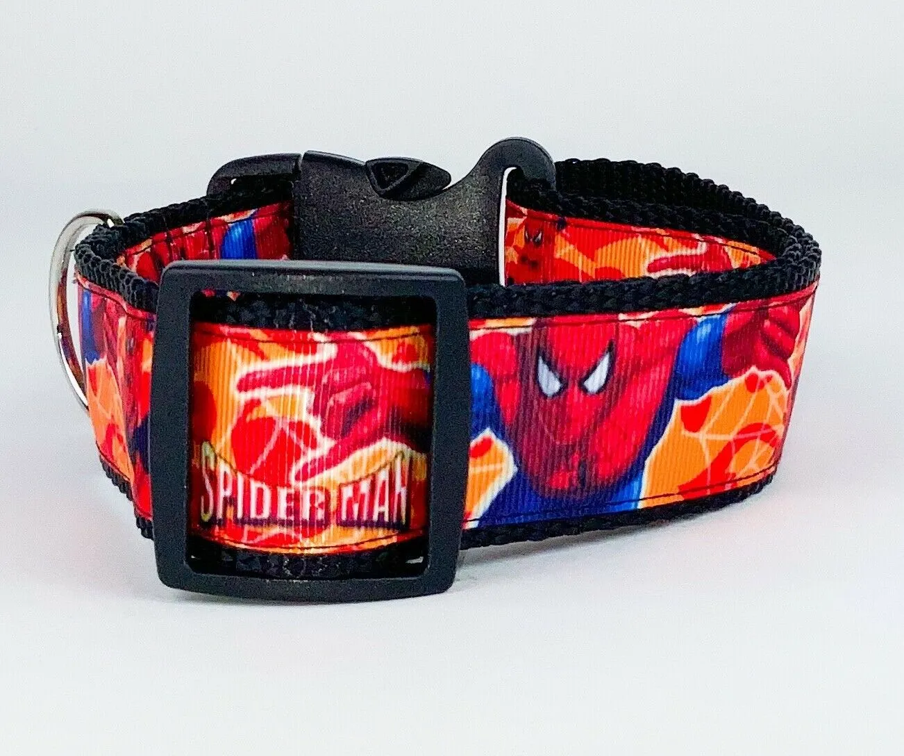 Spider-Man dog collar handmade adjustable buckle collar 1" wide or leash Petcollarshandmade