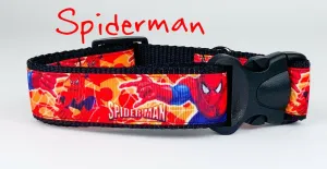 Spider-Man dog collar handmade adjustable buckle collar 1" wide or leash Petcollarshandmade